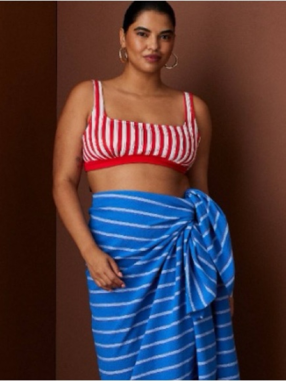Rosie Assoulin X Target Sleeveless Poplin Striped Barlette Top Red White Size M